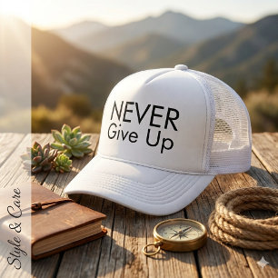 Never Give Up Text Mark Inspirational Trucker Hat