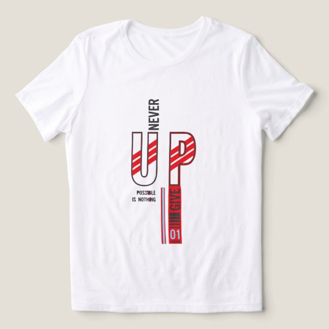 never give up Tri-Blend shirt (Design Front)