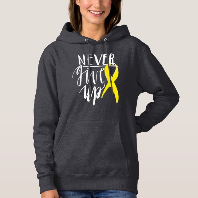 NEVER GIVE UP Women's Basic  Hooded Sweatshirt (Front)