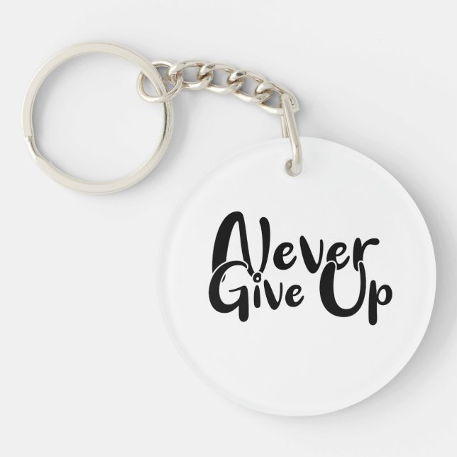 Never giveup Keep Going Keychain (Front)
