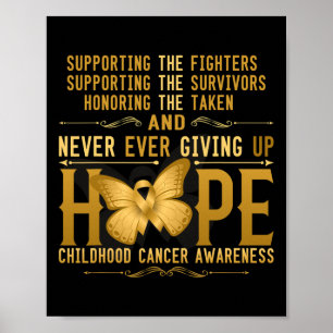 Never Giving Up Hope Childhood Cancer Awareness Poster