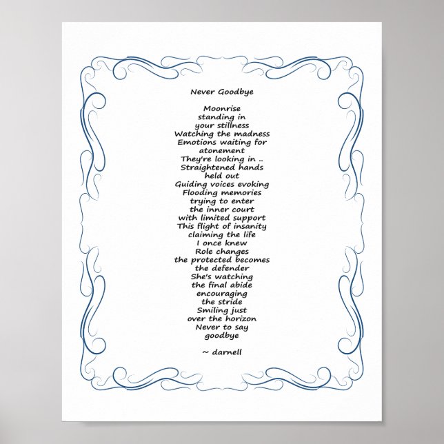 Never Goodbye Poem Poster (Front)