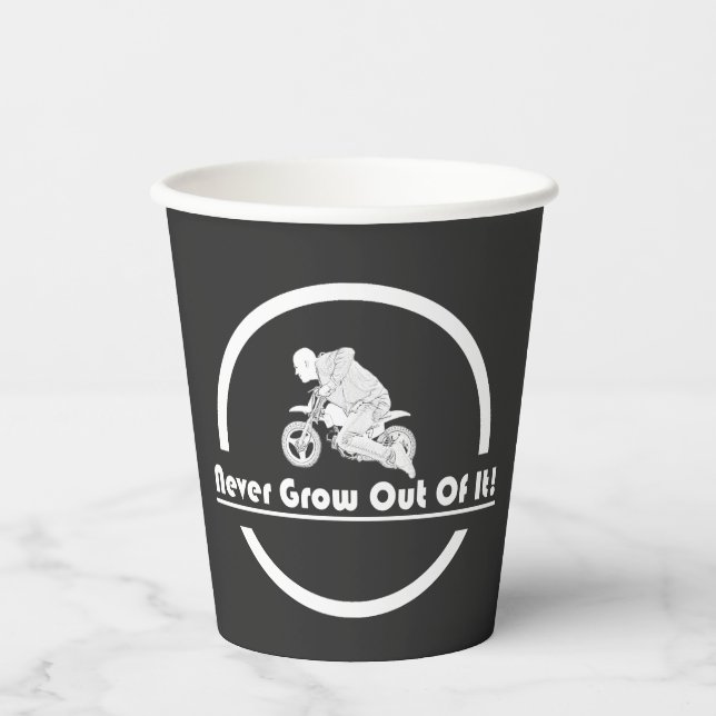 Never Grow Out of It Rider Biker Paper Cups (Front)