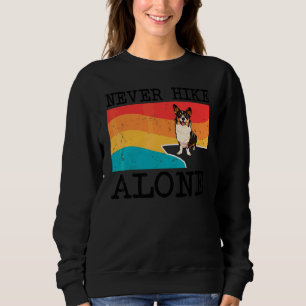 Never Hike Alone Cardigan Welsh Corgi Graphic Hiki Sweatshirt