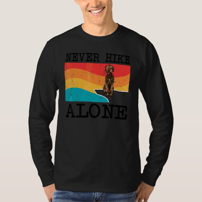 Never Hike Alone Wirehaired Pointing Griffon Graph T-Shirt (Front)