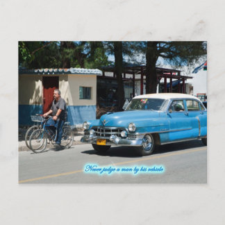 Never judge a man by his vehicle ! postcard