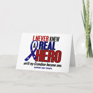 Never Knew A Hero 2 Grandson (Support Our Troops) Card