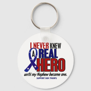 Never Knew A Hero 2 Nephew (Support Our Troops) Keychain