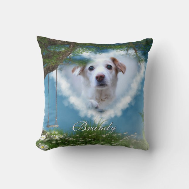Never Leave my Heart Pet Loss Memory Throw Pillow (Front)