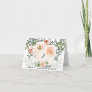 Never leave you Pink watercolor flora Christian Note Card