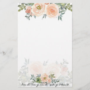 Never leave you watercolor floral  stationery