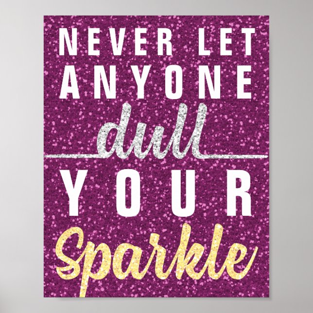 Never Let Anyone Dull Your Sparkle Quote Glitter Poster (Front)