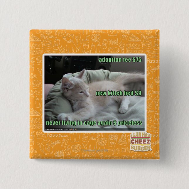 Never living in a cage again 2 inch square button (Front)