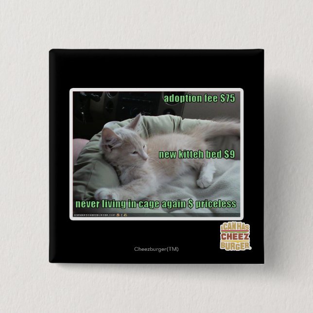 Never living in a cage again 2 inch square button (Front)