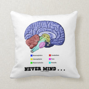 Never Mind ... (Brain Anatomy Humour) Throw Pillow