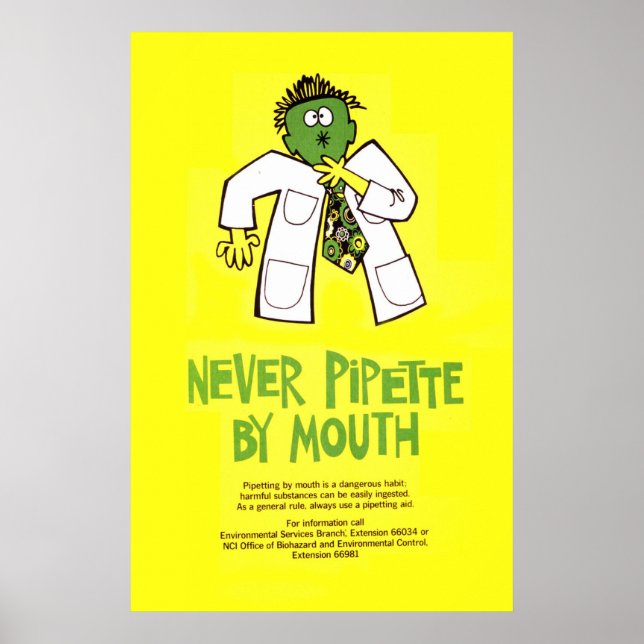 Never Pipette by Mouth Poster (Front)