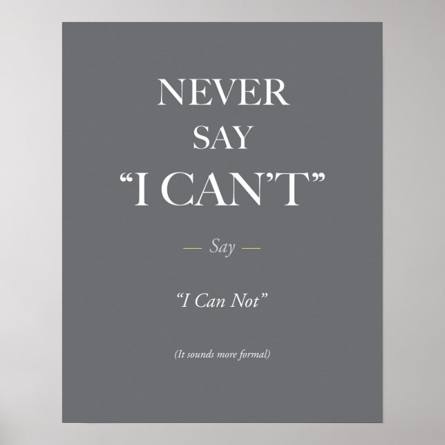 Never say I can't. Poster (Front)