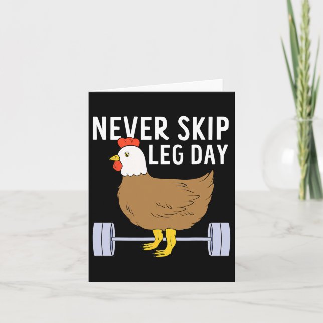 Never Skip Leg Day Funny Gym Exercise Fitness Men  Card (Front)