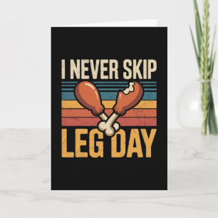 Never Skip Leg Day Funny Turkey Retro Card