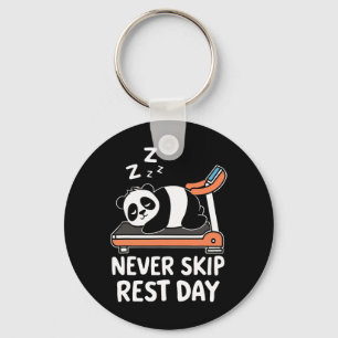 Never Skip Rest Day Funny Bodybuilding Panda Worko Keychain