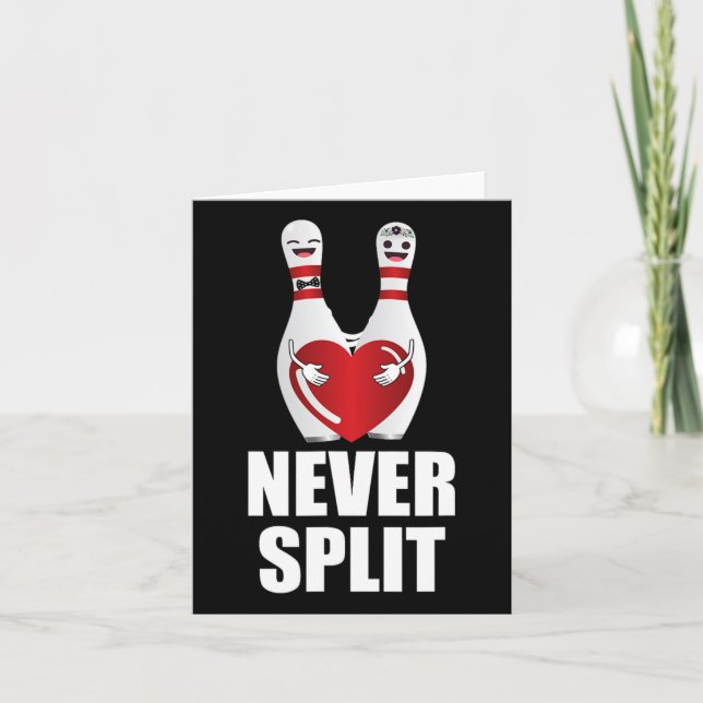 Never Split Bowling Pins Valentine's Day Couples M Card (Front)