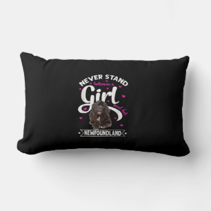 Never Stand Between A Girl And Her Newfoundland Lumbar Pillow