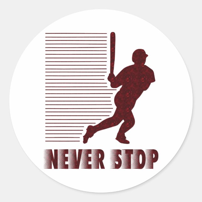 Never Stop: Baseball Classic Round Sticker (Front)