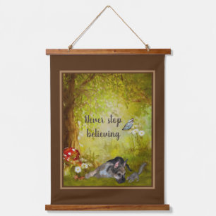 Never Stop Believing Shepherd Puppy Inspirational Hanging Tapestry