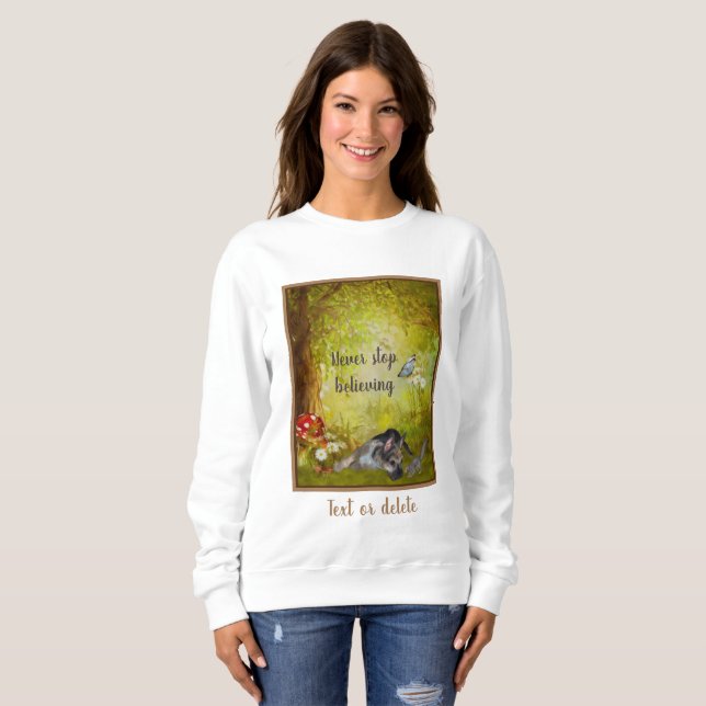 Never Stop Believing Shepherd Puppy Inspirational Sweatshirt (Front Full)