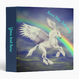 Never Stop Believing Unicorn Rainbow Inspirational Binder
