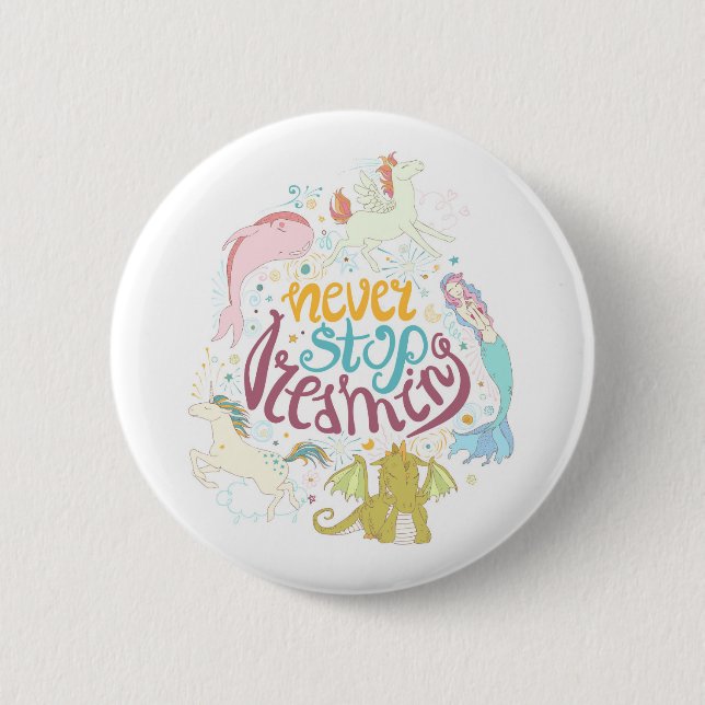 Never Stop Dreaming 2 Inch Round Button (Front)