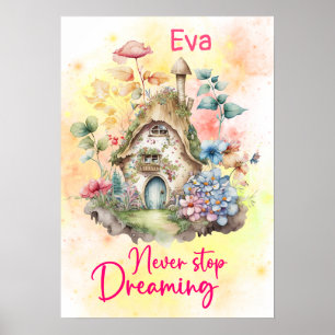 Never Stop Dreaming Kids Motivational Quote Poster