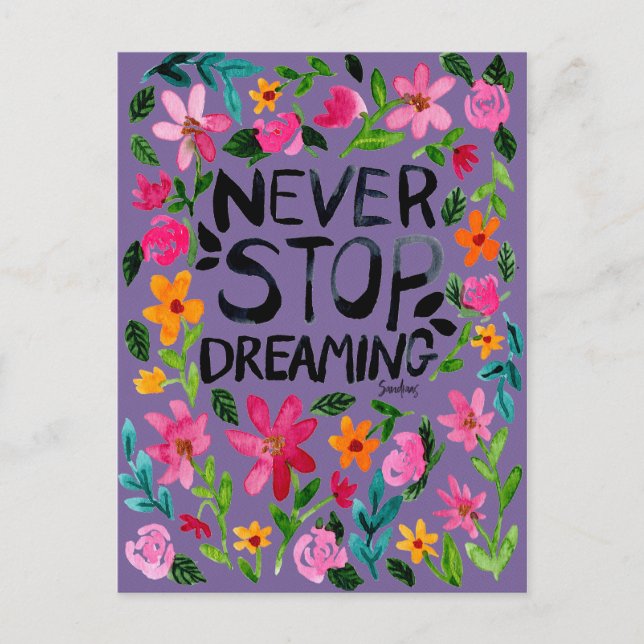 Never stop dreaming postcard (Front)
