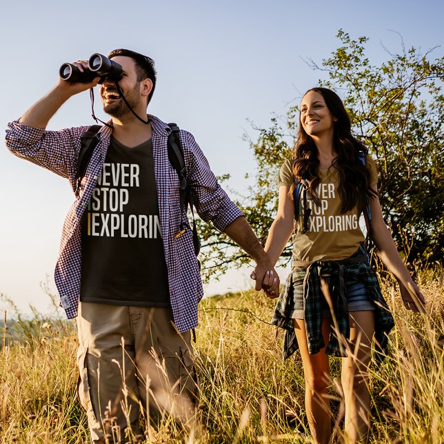 Never Stop Exploring Adventure Typography T-Shirt (Creator Uploaded)