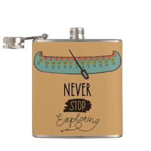 Never Stop Exploring Canoe Hip Flask