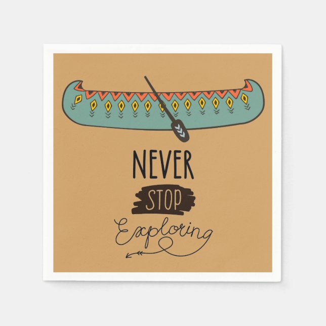 Never Stop Exploring Canoe Napkin (Front)