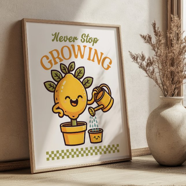 Never Stop Growing Lemon Tree Mascot Retro Poster (Creator Uploaded)