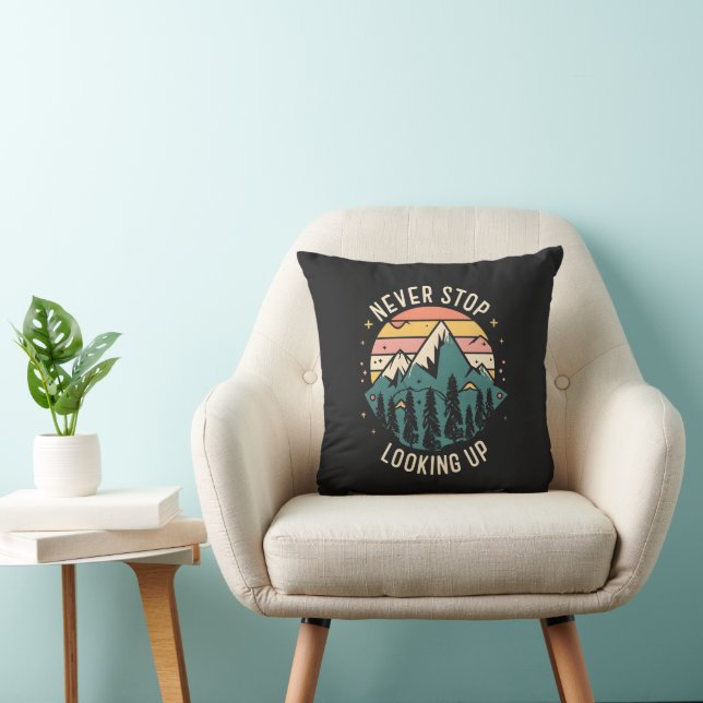 Never Stop Looking Up - Cosmic Inspiration Throw Pillow (Chair)