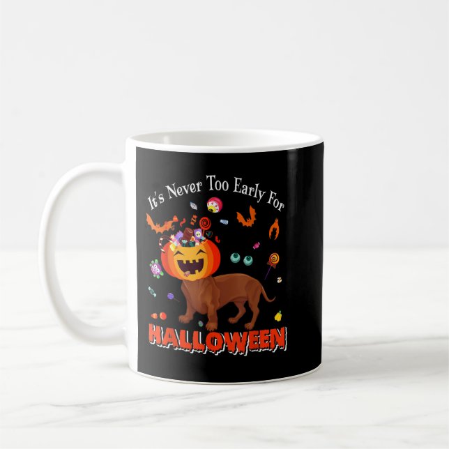 Never Too Early For Halloween Candy Basket Pumpkin Coffee Mug (Left)