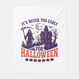 Never Too Early Halloween Grim Reaper Haunted Hous Fleece Blanket