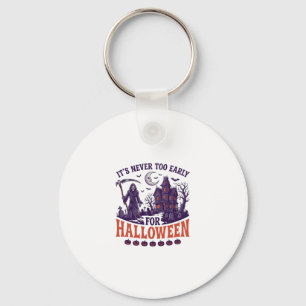 Never Too Early Halloween Grim Reaper Haunted Hous Keychain