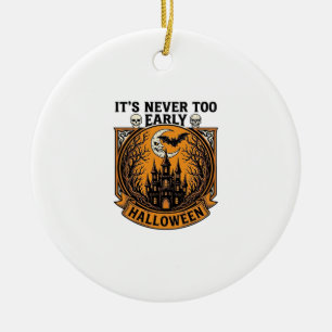 Never Too Early Halloween Haunted House Moon Bat_1 Ceramic Ornament