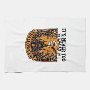 Never Too Early Halloween Haunted House Moon Bat_1 Kitchen Towel