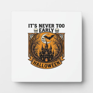 Never Too Early Halloween Haunted House Moon Bat_1 Plaque