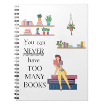 Never Too Many Books Girl Reading