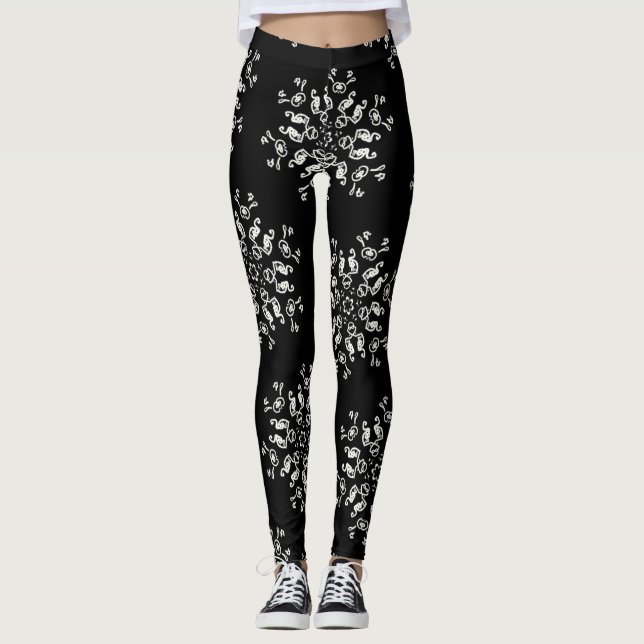 *~* Never Too Many Snowflakes Black & White Leggings (Front)