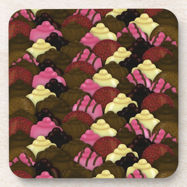 Never Too Much Chocolate - Valentines Day Candy Coaster (Front)