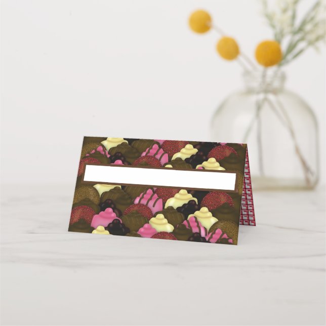 Never Too Much Chocolate - Valentines Day Candy Place Card (Front)