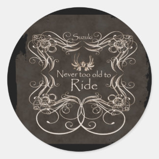 Never too old to ride classic round sticker