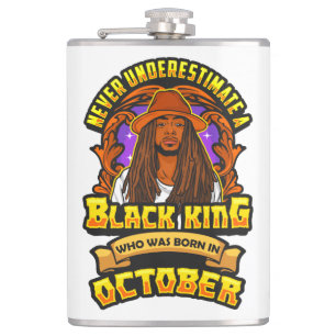 Never Underestimate A Black Man Born In October Fl Hip Flask